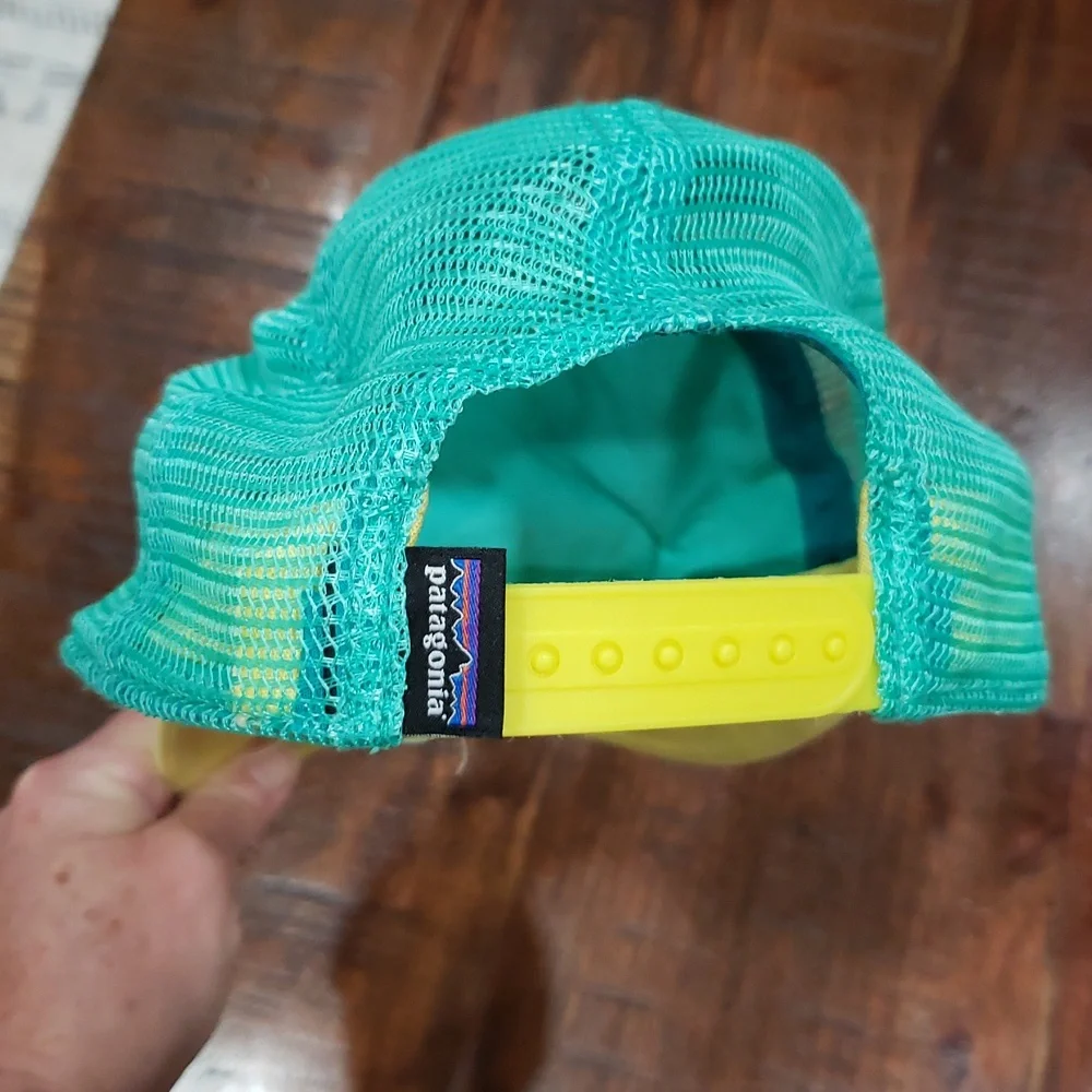 Patagonia Yellow and Teal Kids Mesh Baseball Cap